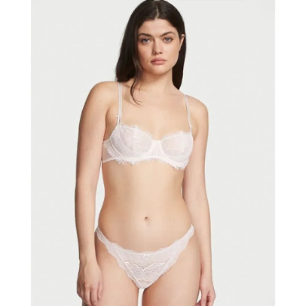 Victoria's Secret Dream Angels Cocunut White Thong Panty Size Large